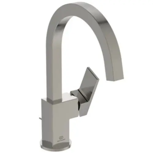 Waschbeckenarmatur aus verchromtem Metall mit hohem Auslauf und praktischem Hebel von Ideal Standard, geeignet für moderne Badezimmer.